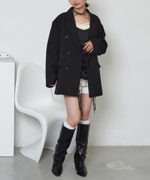 mul.（ムル）の「シャーリングフリルキャミワンピース（キャミソール・レディース・ブラック/レッド/ピンク/ホワイト/ホワイト×ピンク/サックスブルー・FREE）」の19枚目の写真