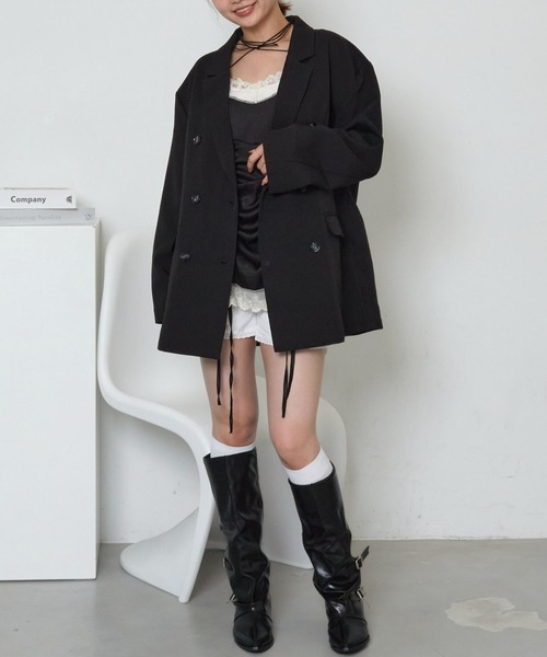 mul.（ムル）の「シャーリングフリルキャミワンピース（キャミソール・レディース・ブラック/レッド/ピンク/ホワイト/ホワイト×ピンク/サックスブルー・FREE）」の18枚目の写真