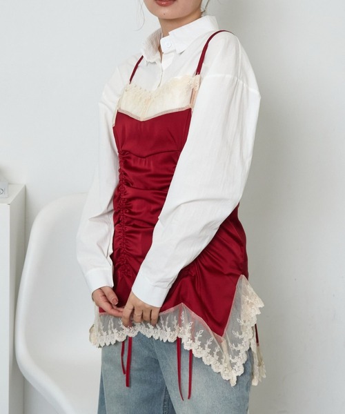 mul.（ムル）の「シャーリングフリルキャミワンピース（キャミソール・レディース・ブラック/レッド/ピンク/ホワイト/ホワイト×ピンク/サックスブルー・FREE）」の17枚目の写真