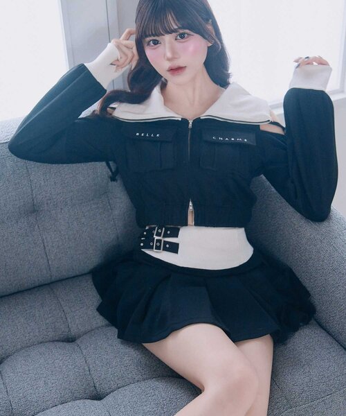 OLIVE des OLIVE（オリーブデオリーブ）の「【Belle Charme】Side Belt Pleats Rib Skirt（スカート・レディース・ピンクベージュ/ブラック/トップグレー・FREE）」の20枚目の写真