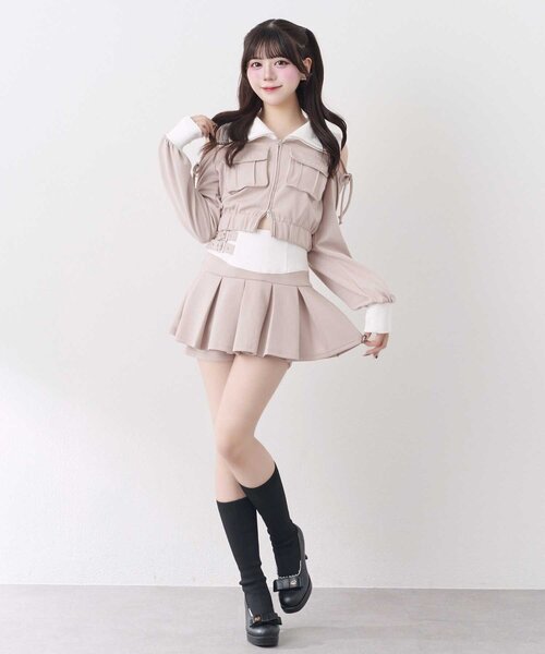 OLIVE des OLIVE（オリーブデオリーブ）の「【Belle Charme】Side Belt Pleats Rib Skirt（スカート・レディース・ピンクベージュ/ブラック/トップグレー・FREE）」の17枚目の写真