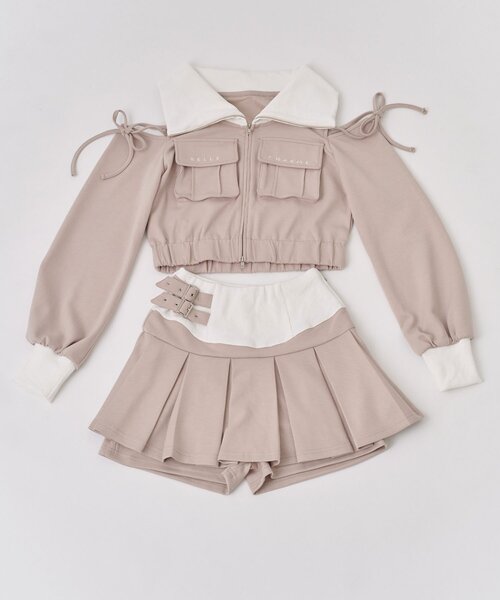 OLIVE des OLIVE（オリーブデオリーブ）の「【Belle Charme】Side Belt Pleats Rib Skirt（スカート・レディース・ピンクベージュ/ブラック/トップグレー・FREE）」の8枚目の写真