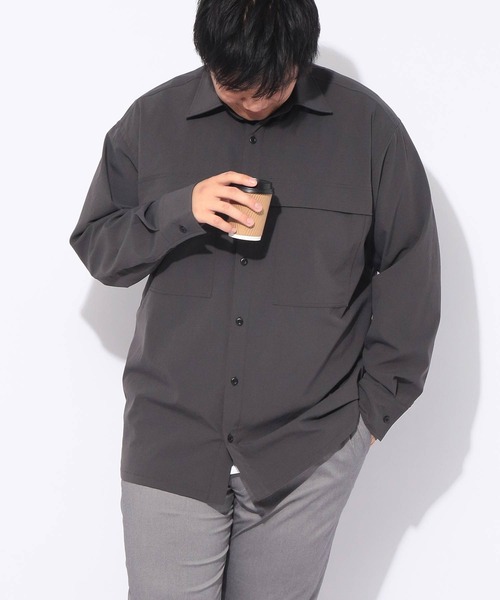 B&T CLUB(ビーティークラブ)の「シャツ 長袖 MINOTECH メンズ 大きいサイズ ミノテック ストレッチ ユーティリティ オーバー シャツ B&T CLUB (ビーアンドティークラブ)(シャツ/ブラウス・メンズ・ダークグレー/カーキ・X1(3L~4L)/X2(4L~5L)/X3(6L~7L))」の6枚目の写真