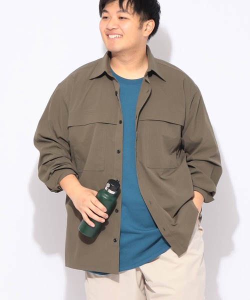 B&T CLUB(ビーティークラブ)の「シャツ 長袖 MINOTECH メンズ 大きいサイズ ミノテック ストレッチ ユーティリティ オーバー シャツ B&T CLUB (ビーアンドティークラブ)(シャツ/ブラウス・メンズ・ダークグレー/カーキ・X1(3L~4L)/X2(4L~5L)/X3(6L~7L))」の10枚目の写真