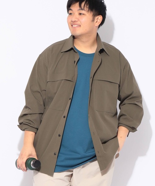 B&T CLUB(ビーティークラブ)の「シャツ 長袖 MINOTECH メンズ 大きいサイズ ミノテック ストレッチ ユーティリティ オーバー シャツ B&T CLUB (ビーアンドティークラブ)(シャツ/ブラウス・メンズ・ダークグレー/カーキ・X1(3L~4L)/X2(4L~5L)/X3(6L~7L))」の12枚目の写真