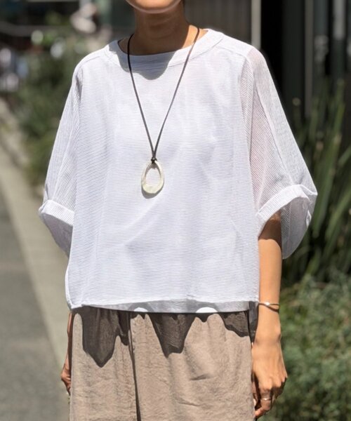 BEARDSLEY（ビアズリー）の「カラミプルオーバー（Tシャツ/カットソー・レディース・ブラック/グレー/キャメル/ホワイト・FREE）」の5枚目の写真
