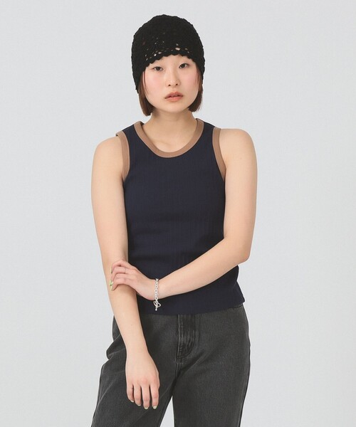 Ray BEAMS(レイビームス)の「リブ リンガー タンクトップ(タンクトップ・レディース・ナチュラル/ワイン/ネイビー・ONE SIZE)」の11枚目の写真