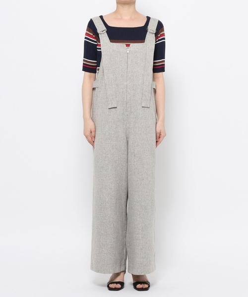 mysty woman（ミスティウーマン）の「リネンライクサロペット 678991（サロペット/オーバーオール・レディース・ブラック/グレー・FREE）」の7枚目の写真