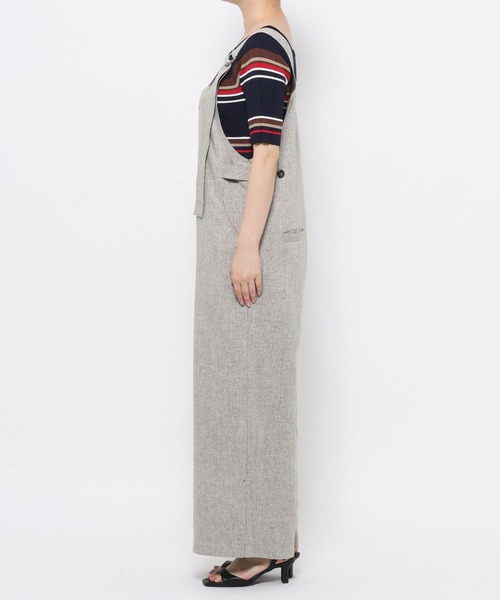 mysty woman（ミスティウーマン）の「リネンライクサロペット 678991（サロペット/オーバーオール・レディース・ブラック/グレー・FREE）」の8枚目の写真