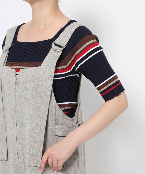 mysty woman（ミスティウーマン）の「リネンライクサロペット 678991（サロペット/オーバーオール・レディース・ブラック/グレー・FREE）」の11枚目の写真