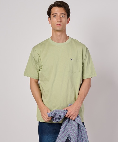 Eddie Bauer（エディーバウアー）の「ワンポイント刺しゅう ポケット Tシャツ（Tシャツ/カットソー・メンズ・オレンジ/ホワイト/ブラック/イエロー/ネイビー/セージグリーン・S/L/M/XXL/XL）」の3枚目の写真