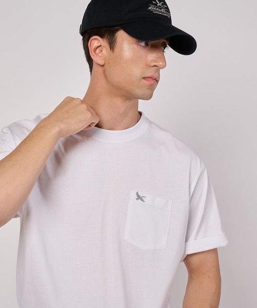 Eddie Bauer（エディーバウアー）の「ワンポイント刺しゅう ポケット Tシャツ（Tシャツ/カットソー・メンズ・オレンジ/ホワイト/ブラック/イエロー/ネイビー/セージグリーン・S/L/M/XXL/XL）」の9枚目の写真