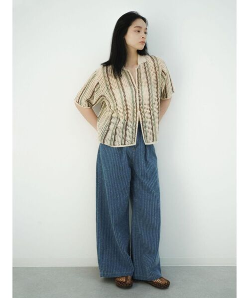 FIKA.(フィーカ)の「Crochet knit polo(カーディガン/ボレロ・レディース・ブラウン/チャコール/オフホワイト・FREE)」の4枚目の写真
