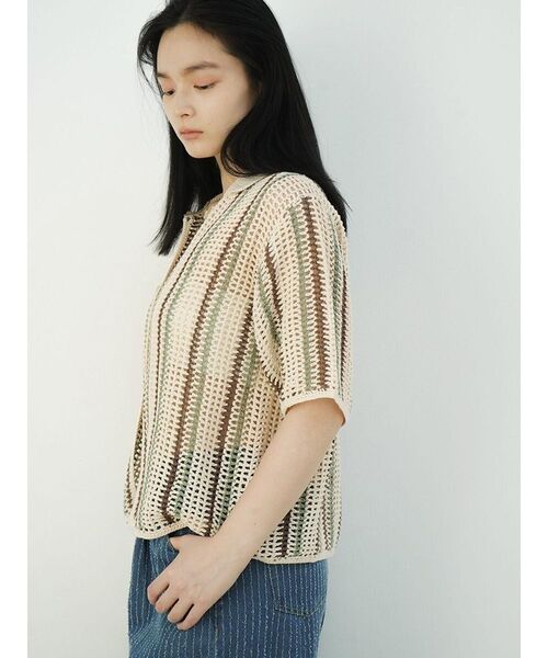FIKA.(フィーカ)の「Crochet knit polo(カーディガン/ボレロ・レディース・ブラウン/チャコール/オフホワイト・FREE)」の6枚目の写真