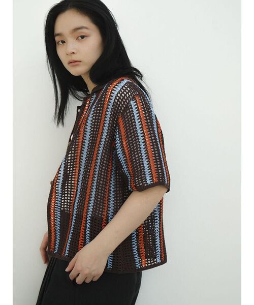 FIKA.(フィーカ)の「Crochet knit polo(カーディガン/ボレロ・レディース・ブラウン/チャコール/オフホワイト・FREE)」の14枚目の写真