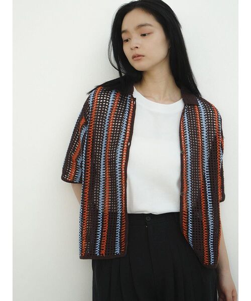 FIKA.(フィーカ)の「Crochet knit polo(カーディガン/ボレロ・レディース・ブラウン/チャコール/オフホワイト・FREE)」の16枚目の写真