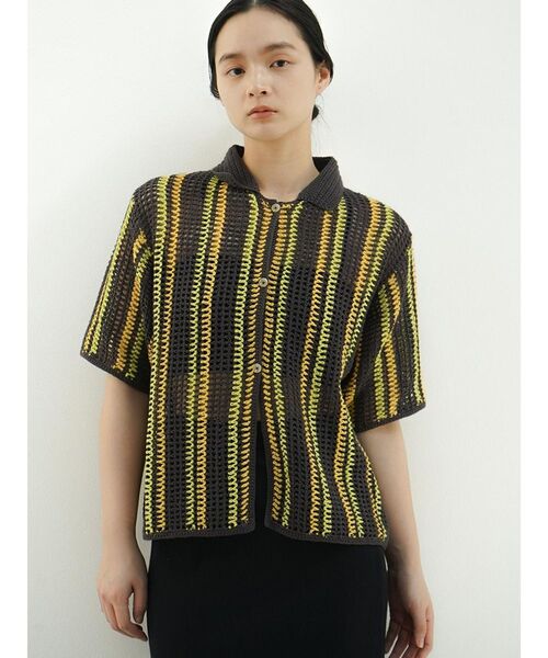 FIKA.(フィーカ)の「Crochet knit polo(カーディガン/ボレロ・レディース・ブラウン/チャコール/オフホワイト・FREE)」の3枚目の写真