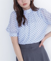 6 ナチュラルビューティーベーシック ドット 水玉 ブラウス シャツ トップス NATURAL BEAUTY BASIC - 6 ナチュラルビューティーベーシック ドット