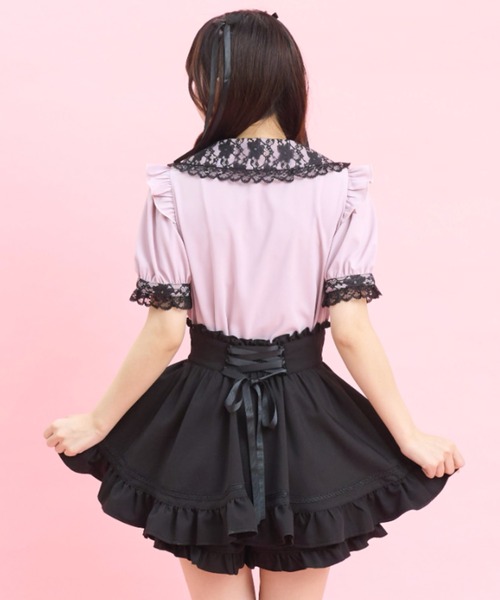 Secret Honey(シークレットハニー)の「レース襟ピンタックブラウス(シャツ/ブラウス・レディース・ブラック/オフホワイト/ピンク・MEDIUM)」の4枚目の写真