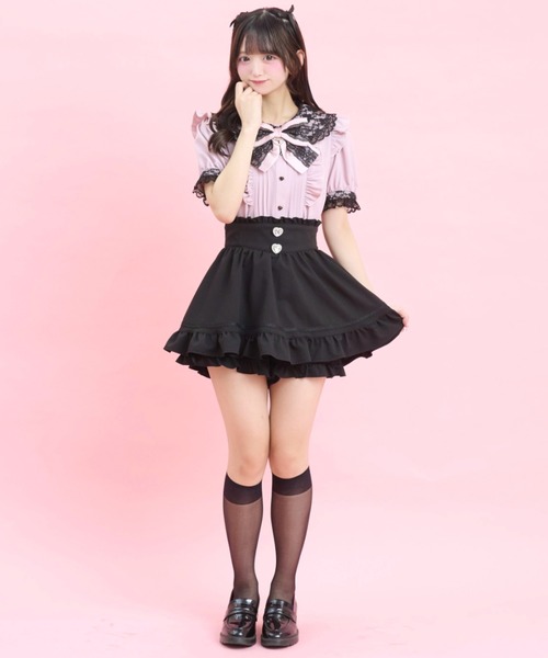 Secret Honey(シークレットハニー)の「レース襟ピンタックブラウス(シャツ/ブラウス・レディース・ブラック/オフホワイト/ピンク・MEDIUM)」の5枚目の写真