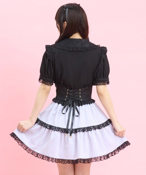 Secret Honey(シークレットハニー)の「レース襟ピンタックブラウス(シャツ/ブラウス・レディース・ブラック/オフホワイト/ピンク・MEDIUM)」の6枚目の写真