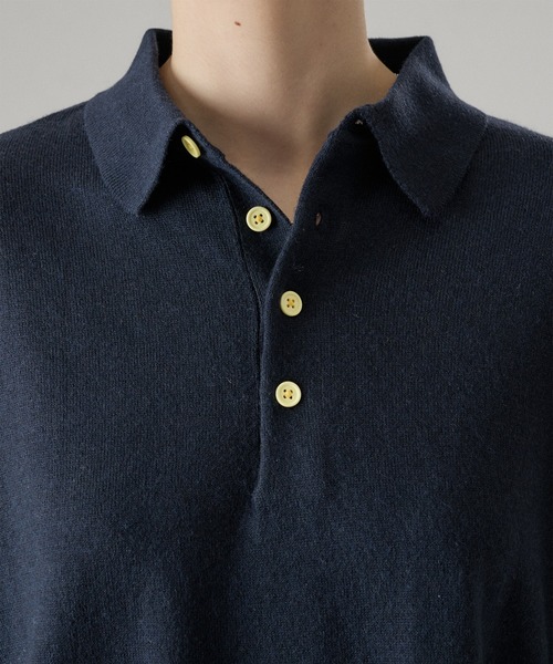 ONCILY(オンシェリー)の「LAYERED COLOR BOTTON KNIT POLO / レイヤードカラーボタンニットポロ(ポロシャツ・メンズ・ネイビー/グレー系その他/ライトブルー/チャコールグレー・SMALL/MEDIUM/LARGE)」の6枚目の写真