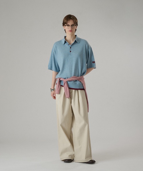 ONCILY(オンシェリー)の「LAYERED COLOR BOTTON KNIT POLO / レイヤードカラーボタンニットポロ(ポロシャツ・メンズ・ネイビー/グレー系その他/ライトブルー/チャコールグレー・SMALL/MEDIUM/LARGE)」の19枚目の写真