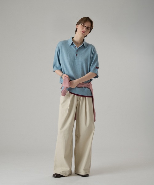 ONCILY(オンシェリー)の「LAYERED COLOR BOTTON KNIT POLO / レイヤードカラーボタンニットポロ(ポロシャツ・メンズ・ネイビー/グレー系その他/ライトブルー/チャコールグレー・SMALL/MEDIUM/LARGE)」の20枚目の写真