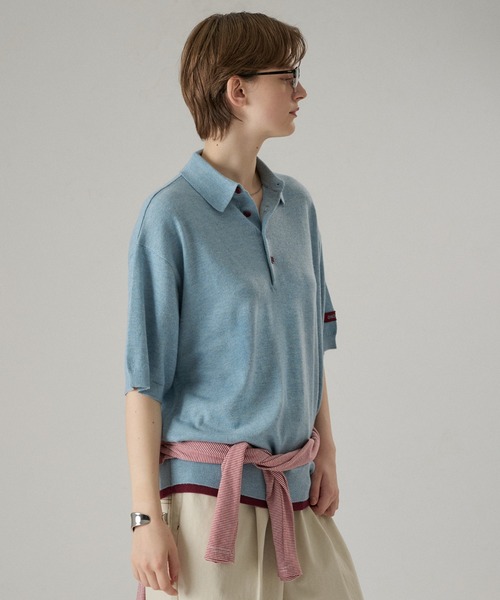 ONCILY(オンシェリー)の「LAYERED COLOR BOTTON KNIT POLO / レイヤードカラーボタンニットポロ(ポロシャツ・メンズ・ネイビー/グレー系その他/ライトブルー/チャコールグレー・SMALL/MEDIUM/LARGE)」の14枚目の写真