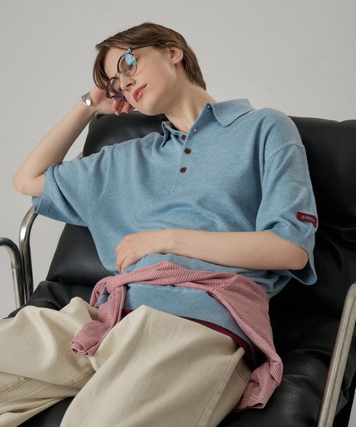 ONCILY(オンシェリー)の「LAYERED COLOR BOTTON KNIT POLO / レイヤードカラーボタンニットポロ(ポロシャツ・メンズ・ネイビー/グレー系その他/ライトブルー/チャコールグレー・SMALL/MEDIUM/LARGE)」の16枚目の写真