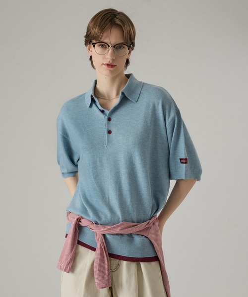 ONCILY(オンシェリー)の「LAYERED COLOR BOTTON KNIT POLO / レイヤードカラーボタンニットポロ(ポロシャツ・メンズ・ネイビー/グレー系その他/ライトブルー/チャコールグレー・SMALL/MEDIUM/LARGE)」の13枚目の写真