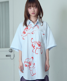 NICE GHOST CLUB（ナイスゴーストクラブ）の「BABY GUARDIANS STRIPE BIG BIG HALF SHIRT_BLUE(NG2GMUW362A)（シャツ/ブラウス）」