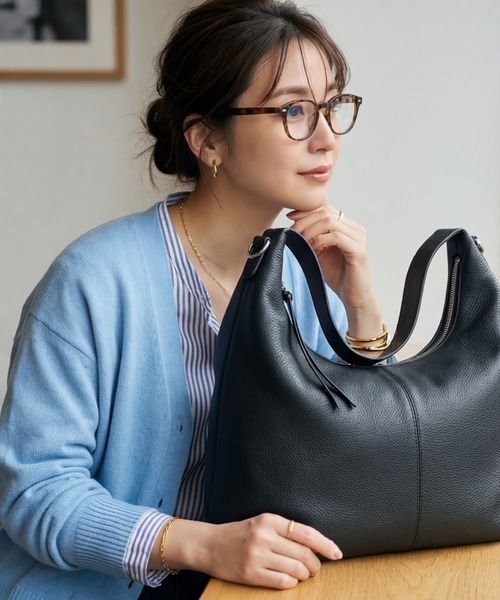 STYLE DELI（スタイルデリ）の「【DELI by】ソフトグレインレザーラージトートバッグ（トートバッグ・レディース・キャメル/ブラック・FREE）」の3枚目の写真