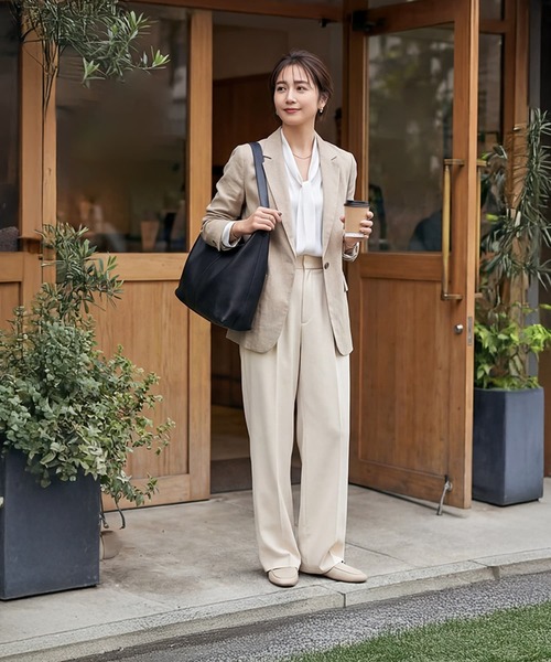 STYLE DELI（スタイルデリ）の「【DELI by】ソフトグレインレザーラージトートバッグ（トートバッグ・レディース・キャメル/ブラック・FREE）」の5枚目の写真