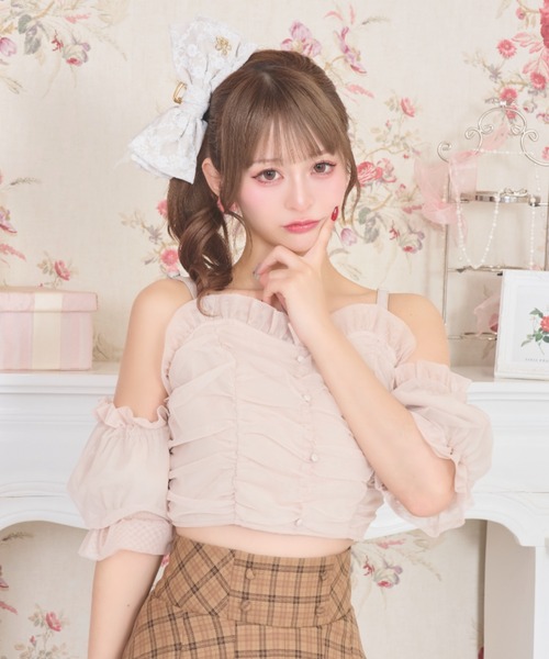 LAFARY（ラファリー）の「オフショルチュールトップス（その他トップス・レディース・ベージュ/ブラック/ピンク・FREE）」の3枚目の写真