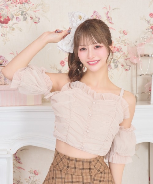 LAFARY（ラファリー）の「オフショルチュールトップス（その他トップス・レディース・ベージュ/ブラック/ピンク・FREE）」の5枚目の写真