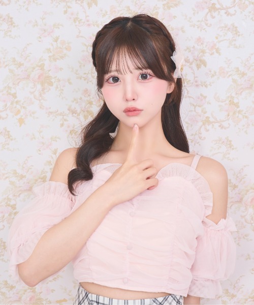 LAFARY（ラファリー）の「オフショルチュールトップス（その他トップス・レディース・ベージュ/ブラック/ピンク・FREE）」の6枚目の写真