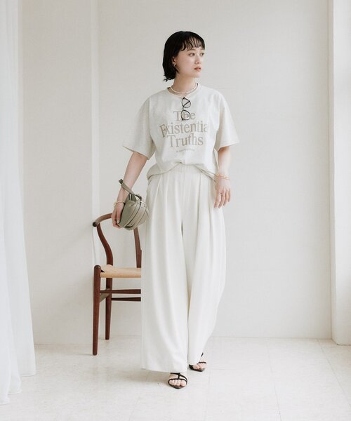RIVE DROITE(リヴドロワ)の「【接触冷感】アソートロゴTee(Tシャツ/カットソー・レディース・チャコールグレー/ライトベージュ/ホワイト・FREE)」の12枚目の写真