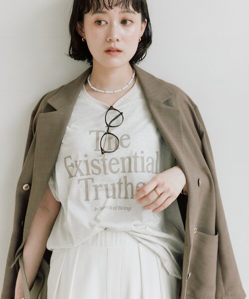 RIVE DROITE(リヴドロワ)の「【接触冷感】アソートロゴTee(Tシャツ/カットソー・レディース・チャコールグレー/ライトベージュ/ホワイト・FREE)」の4枚目の写真