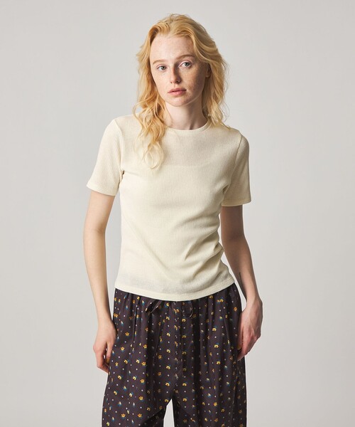 Steven Alan(スティーブンアラン)の「<Steven Alan>リブ ハーフスリーブ プルオーバー(Tシャツ/カットソー・レディース・オフホワイト/ライム/レッド/ブラック・FREE)」の2枚目の写真