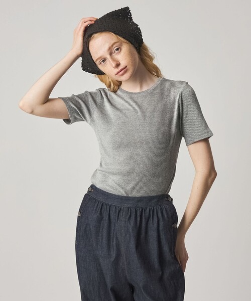 Steven Alan(スティーブンアラン)の「<Steven Alan>リブ ハーフスリーブ プルオーバー(Tシャツ/カットソー・レディース・オフホワイト/ライム/レッド/ブラック・FREE)」の1枚目の写真
