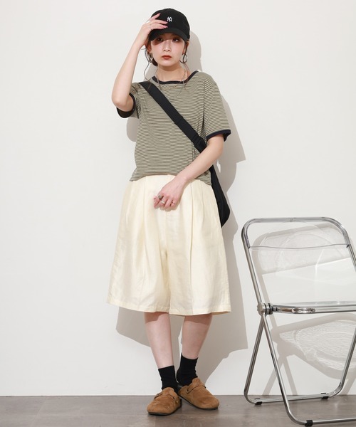 FUNALIVE(ファンアライブ)の「Gready Brilliant LiスラブHWハーフパンツ(その他パンツ・レディース・アイボリー/ブラック・M(38))」の18枚目の写真