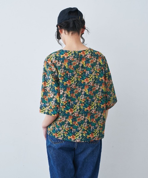 mensha!(メンシャ)の「mensha! ヴィンテージライクな 花柄ガーゼTブラウス(シャツ/ブラウス・レディース・ブルー系その他/ブラック系その他/ホワイト系その他・M/L/LL/3L)」の8枚目の写真