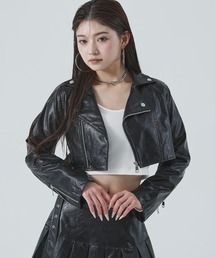 ANAP | コンパクト クロップド フェイク レザー ジャケット(その他アウター)