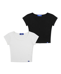 DOLPHIN WAVE APPAREL（ドルフィンウェーブアパレル）の「[2パック] ドルフィンウィメンズ スクープネック キャップスリーブ 半袖Tシャツ（Tシャツ/カットソー）」
