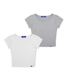 [2パック] ドルフィンウィメンズ スクープネック キャップスリーブ 半袖Tシャツ