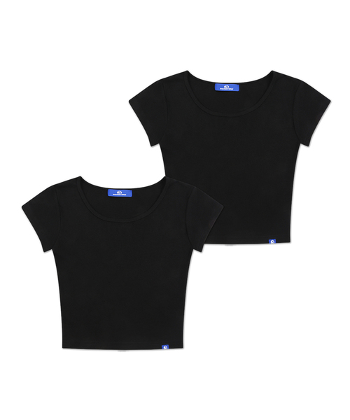 DOLPHIN WAVE APPAREL（ドルフィンウェーブアパレル）の「[2パック] ドルフィンウィメンズ スクープネック キャップスリーブ 半袖Tシャツ（Tシャツ/カットソー・レディース・ブラック×グレー/ライトグレー/ホワイト×ブラック/アイボリー/ホワイト×グレー/ブラック×ブラック・FREE）」の5枚目の写真