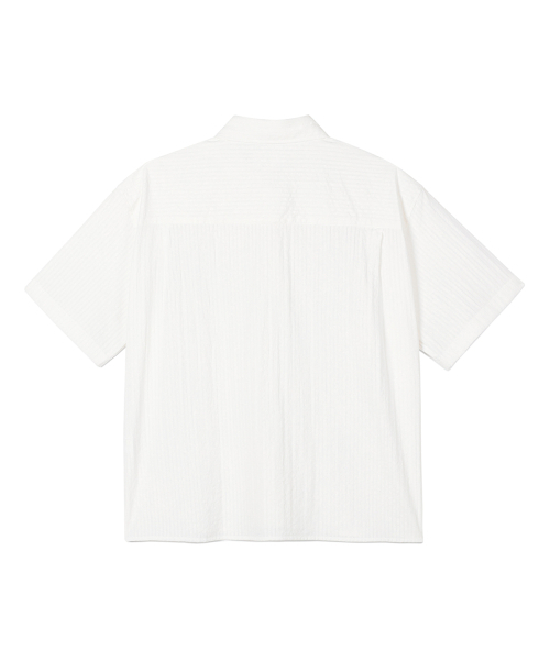 PRAIRIE(KR)（プレーリー）の「ドビーストライプ クロップド半袖シャツ (IVORY)（シャツ/ブラウス・メンズ・アイボリー・MEDIUM/LARGE）」の6枚目の写真