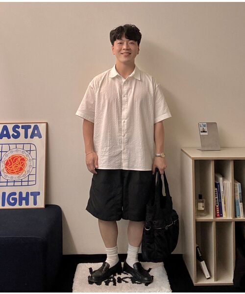 PRAIRIE(KR)（プレーリー）の「ドビーストライプ クロップド半袖シャツ (IVORY)（シャツ/ブラウス・メンズ・アイボリー・MEDIUM/LARGE）」の9枚目の写真