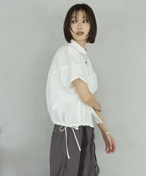 Firsthand(ファーストハンド)の「Firsthand/ファーストハンド 切り替え ショートスリーブ ヘムコード ブラウス(シャツ/ブラウス・レディース・ライトグリーン/ブラック/サックスブルー/ホワイト・FREE)」の11枚目の写真